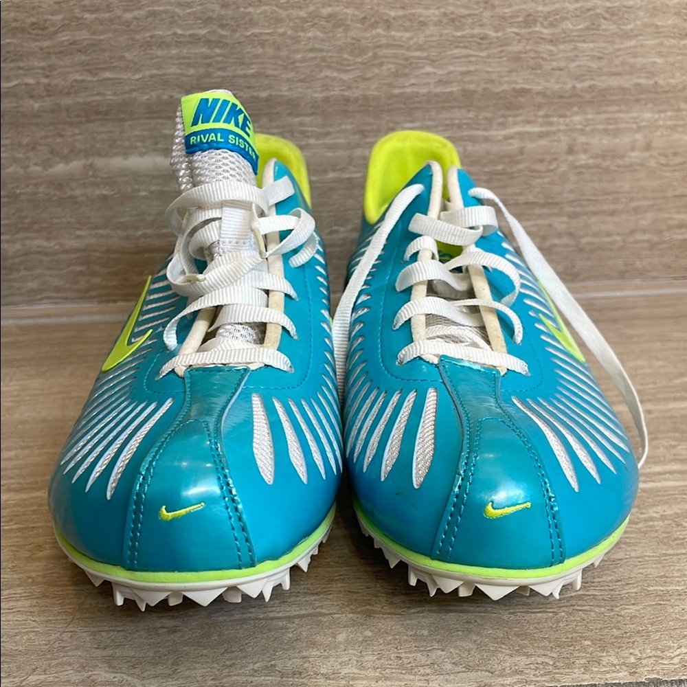NIKE UEG Women’s Size 9 Blue White Green Athletic Shoes Cleats track Field - Picture 4 of 10